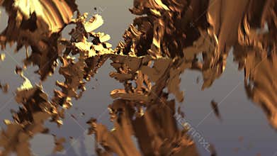 Strange surreal artifact futurist technology fractal golden metallic super structure concept art seamless video