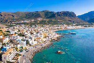 Aerial view of traditional village of Paleochora, Chania, Crete, Greece