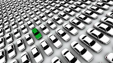 Hundreds of Cars, One Green!