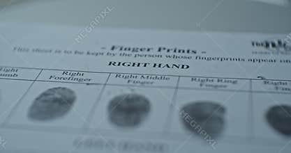 Fingerprints card close up in motion, CSI.