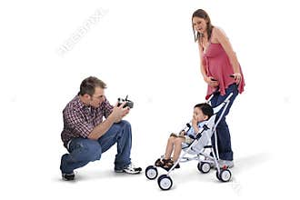 Adorable Family Moment With Dad Taking Photos