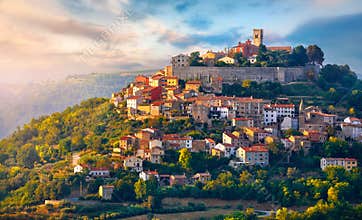 Antique city Motovun Croatia Istria. Picturesque panorama