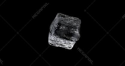 Rotating ice cube, transparent crystal 3d realistic footage