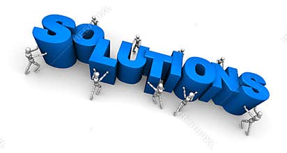 Team of People Making the Word Solutions