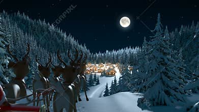 Santa Claus Arrives in a Village in the Forest