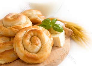 Bakery background - cheese and basil