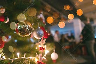 New year and christmas office party close up