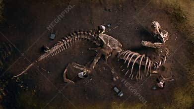 Dinosaur Fossil Tyrannosaurus Rex Found by Archaeologists