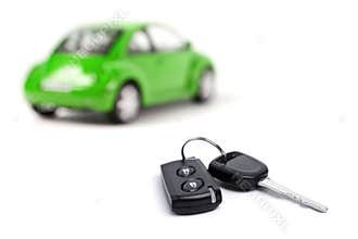 Green car and car key