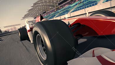 Formula One Race car . Very fast driving.  animation