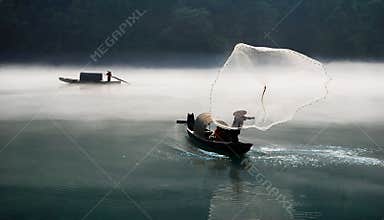 Fishing in the fog river