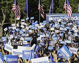 Alexandria Ocasio-Cortez at  Bernie Sanders is Back Rally in Queensbridge Park, Queens, New York