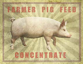 Vintage Farmer Pig Feed Poster, Agriculture