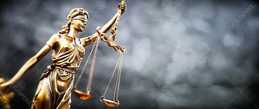 Legal and law concept statue of Lady Justice with scales of justice
