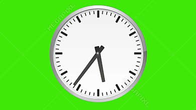 Analog clock spinning, watch animation. Green Screen