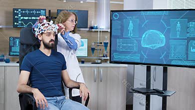 Female scientis in research for brain activity