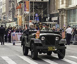 5th Ave, Manhattan, New York, USA - November 11, 2019: 100th Centennial Annual Veteran Day Parade