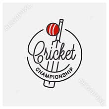 Cricket championship logo. Round linear of bats