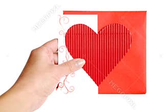 Wedding invitation in a woman's hand
