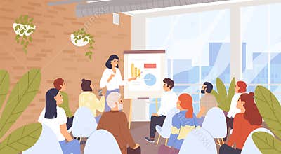 Business seminar, conference vector illustration. Company personnel training, career development course concept
