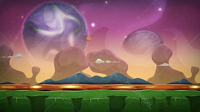 Cartoon fantasy alien background seamless looping