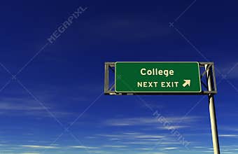 College - Freeway Exit Sign