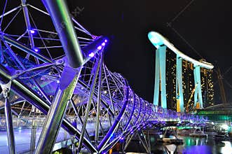 A helix shaped bridge at Marina Bay