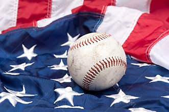 Baseball on American flag