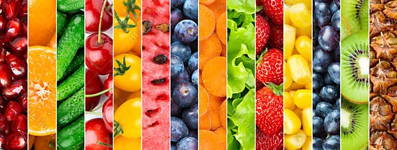 Background of fruits, vegetables and berries