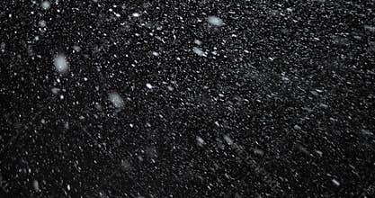 Falling snow at night