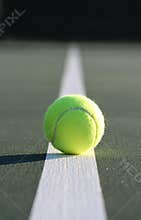 Tennis Ball on the court line