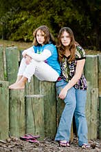 Young sisters sad and depressed