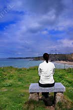 Young woman on bench