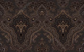 Seamless damask gold patterns. Rich ornament, old Damascus style gold pattern