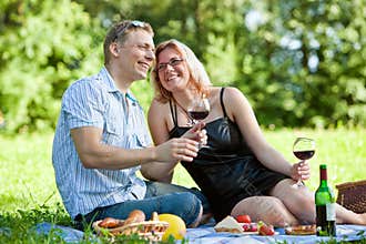 Couple having picnic