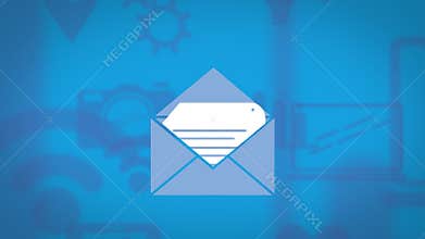 Animation of email icon in blue background