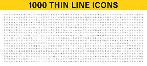 Big set of 1000 thin line Web icon. Business, finance, shopping, logistics, medical, health, people, teamwork, contact us, arrows