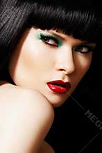 Fashion make-up, shiny hair. Beautiful woman model