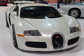 Philadelphia, Pennsylvania, U.S.A - February 9, 2020 -The white Bugatti Veyron supercar