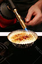 Creme brulee with blowtorch