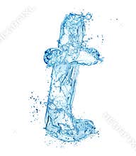 Water splash letter t italic type