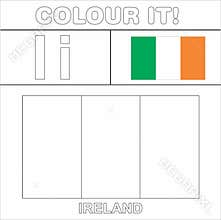 Colour it Kids colouring Page country starting from English Letter `I` Ireland How to Color Flag