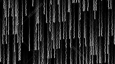 Abstract rain on black background. Animation. Beautiful wavy lines with stream flowing down on black background