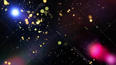 Abstract Lights Optical Flare With Blinking And Moving Shiny Glitter Bokeh And Sparkles Background