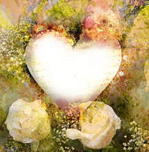 Old romantic at heart background and white roses