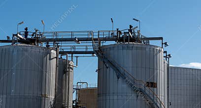 Oil and gas tanks in a plant to be process