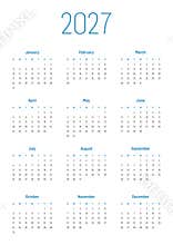 Annual calendar for 2027