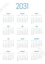 Annual calendar for 2031