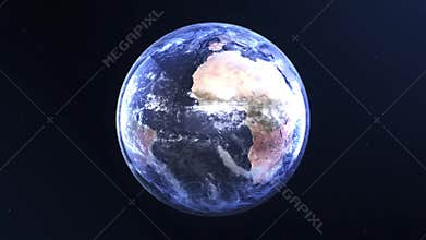 Planet Earth, view from space. 3d 4K animation of terrestrial globe