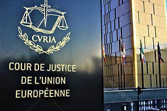 The European Court of Justice in Luxembourg and row of flags
